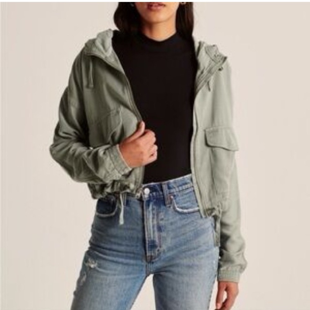 Abercrombie & Fitch‎ Cropped Light Green Utility Jacket - Picture 11 of 11